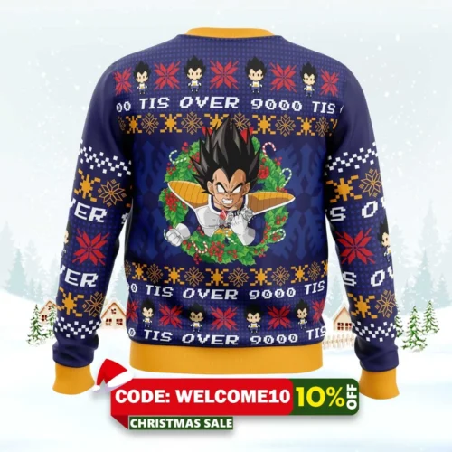 Tis Over 9000 Dragon Ball Z Ugly Christmas Sweater 1 tis over 9000 dragon ball z ugly christmas sweater 2