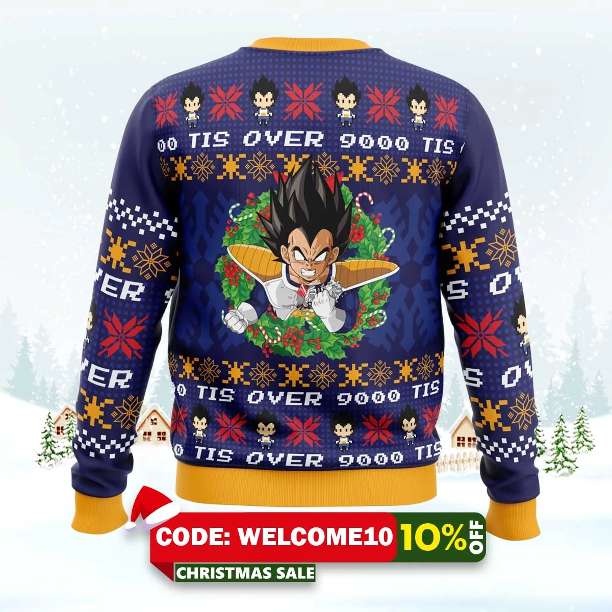 tis over 9000 dragon ball z ugly christmas sweater 2 tis over 9000 dragon ball z ugly christmas sweater 2