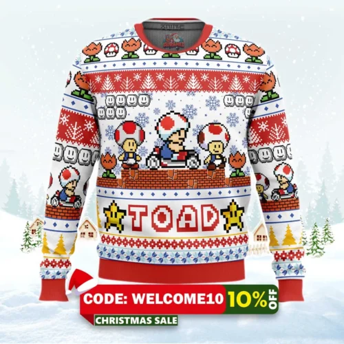 toad super mario bros ugly christmas sweater 1