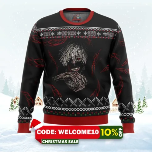 tokyo ghoul dark kaneki ugly christmas sweater 1