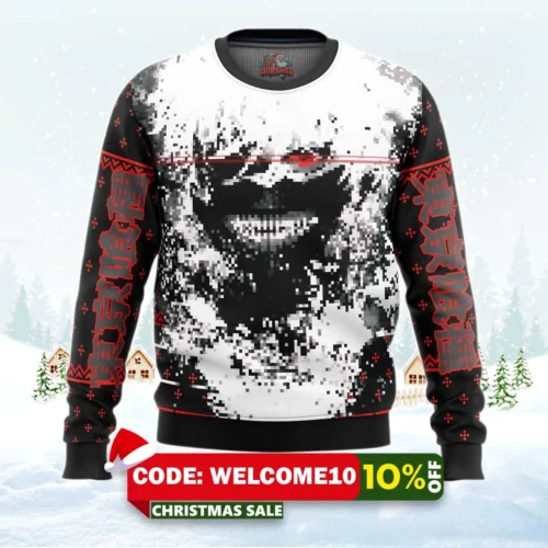 tokyo ghoul kaneki splatter ugly christmas sweater 1
