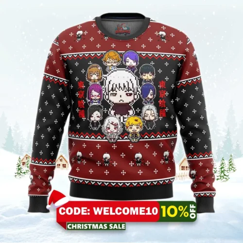 tokyo ghoul sprites ugly christmas sweater 1