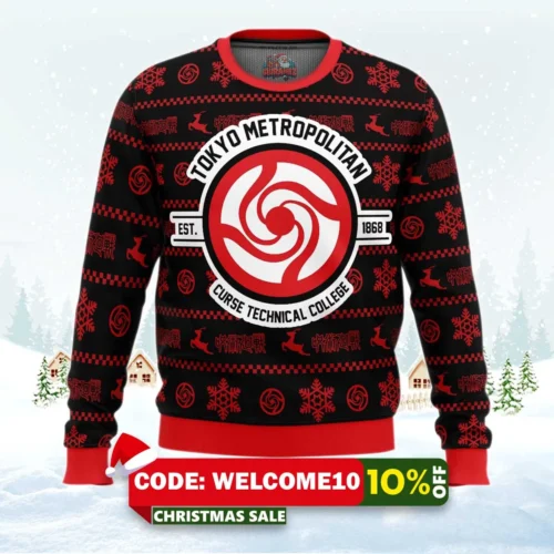 tokyo metropolitan jujutsu kaisen ugly christmas sweater 1