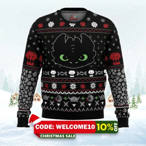toothless how to train your dragon ugly christmas sweater 1