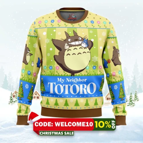 totoro and friends my neighbor totoro ugly christmas sweater 1