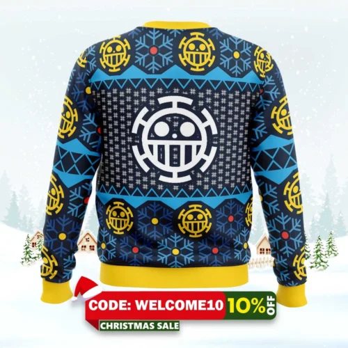 trafalgar d water law one piece ugly christmas sweater 2
