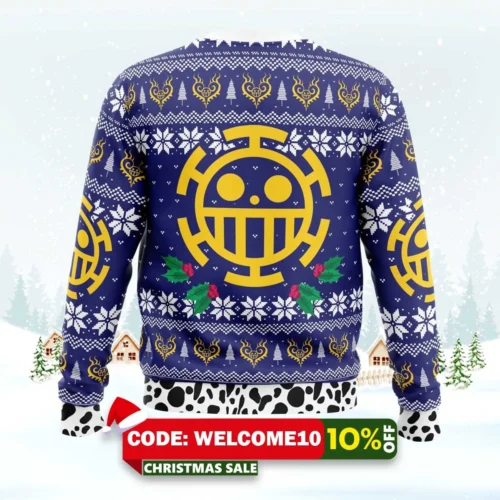 trafalgar law christmas one piece ugly christmas sweater 2