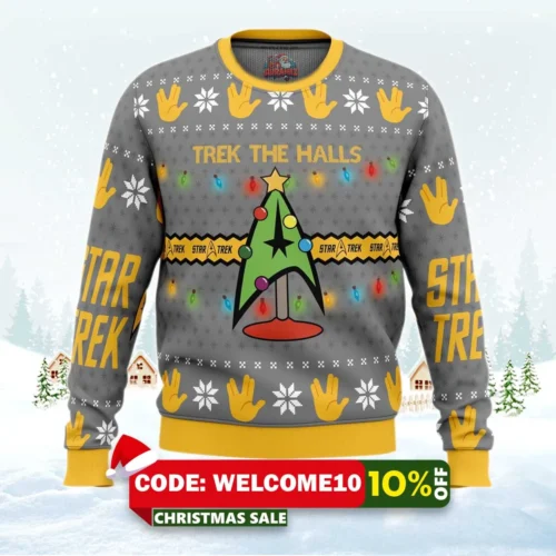trek the halls star trek ugly christmas sweater 1
