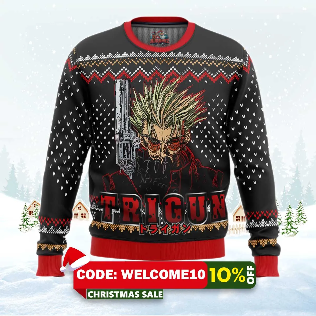 trigun vash emblem ugly christmas sweater 1 trigun vash emblem ugly christmas sweater 1