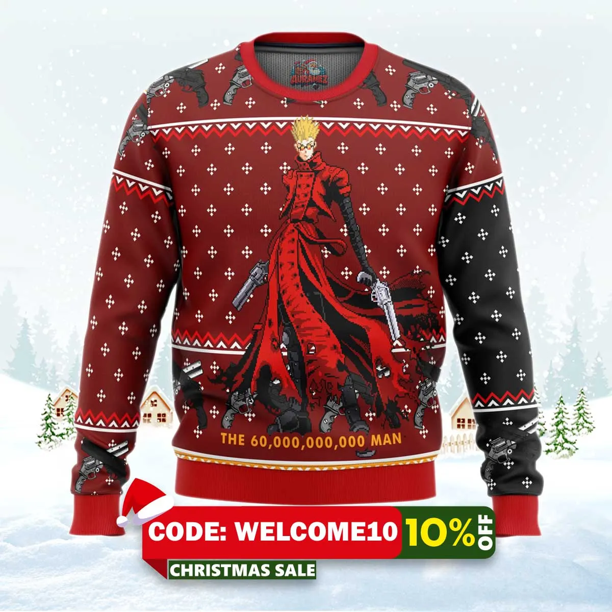 trigun vash the stampede ugly christmas sweater 1 trigun vash the stampede ugly christmas sweater 1
