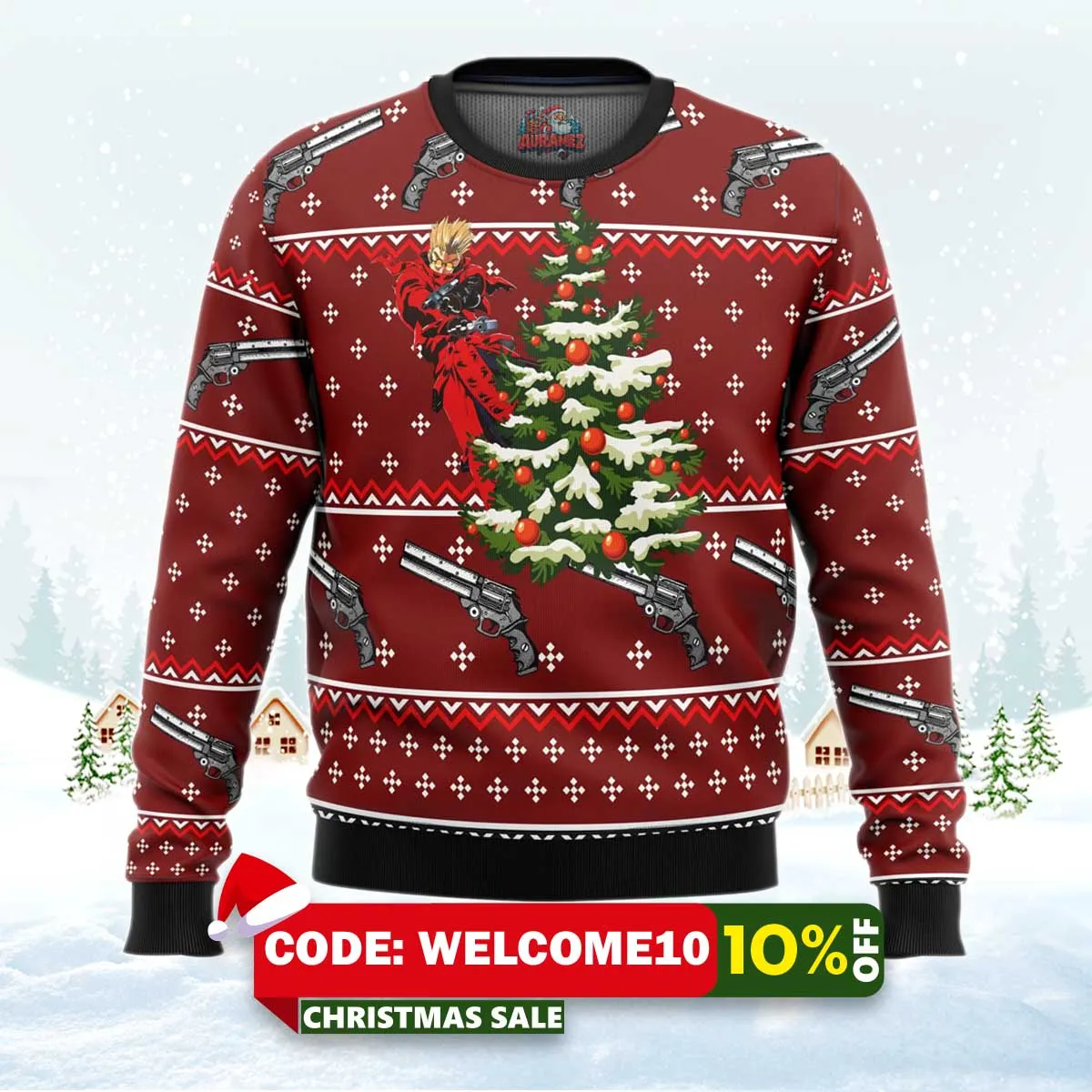 trigun vash ugly christmas sweater 1 trigun vash ugly christmas sweater 1
