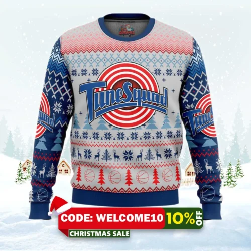 tunesquad space jam ugly christmas sweater 1