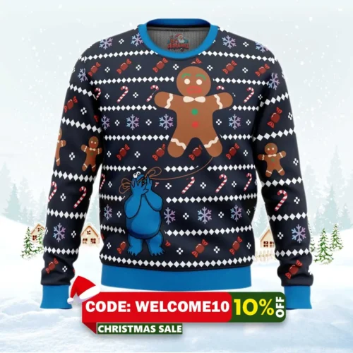 ugly cookie! cookie monster ugly christmas sweater 1