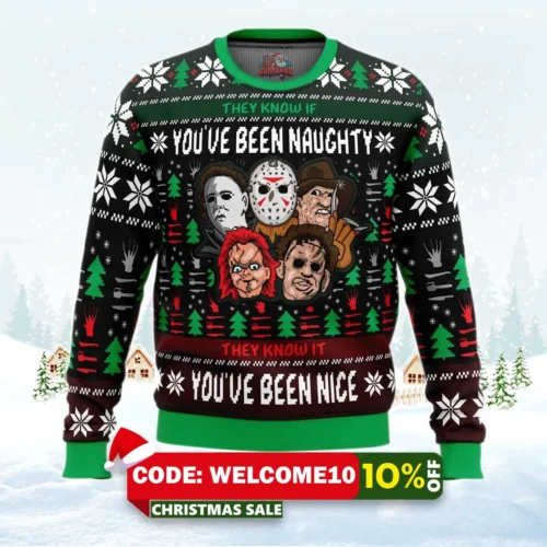 ugly slasher horror movie ugly christmas sweater 1