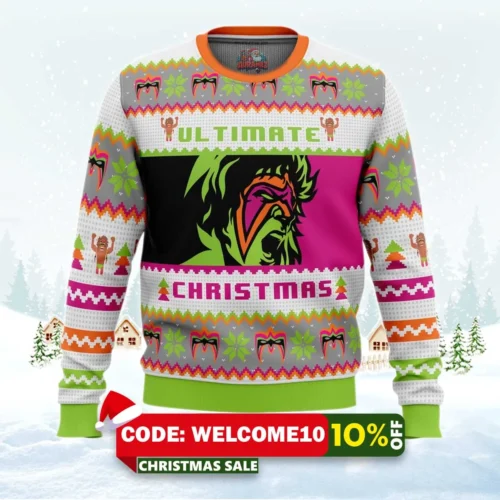 ultimate warrior christmas pro wrestling ugly christmas sweater 1