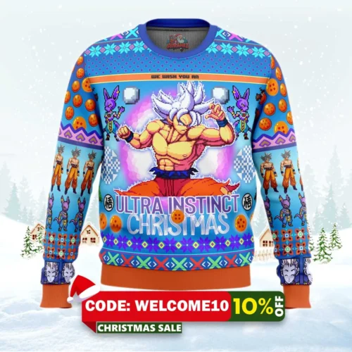 ultra instinct goku dragon ball super ugly christmas sweater 1