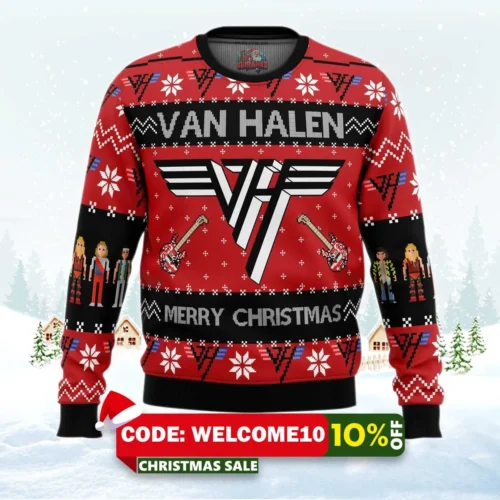 van halen ugly christmas sweater 1