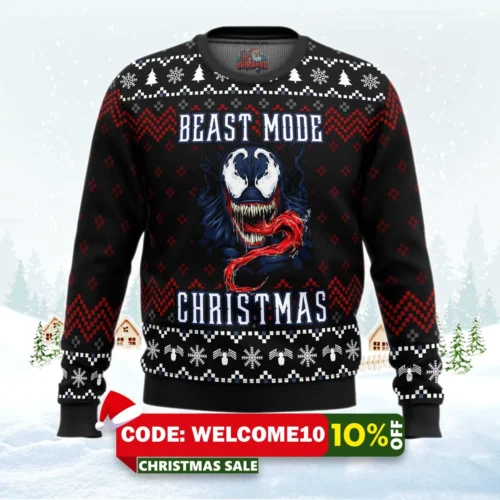 venom beast mode christmas ugly christmas sweater 1