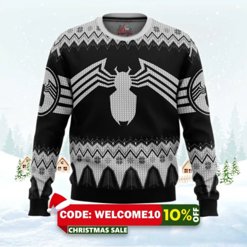 venom marvel venom symbol ugly christmas sweater 1