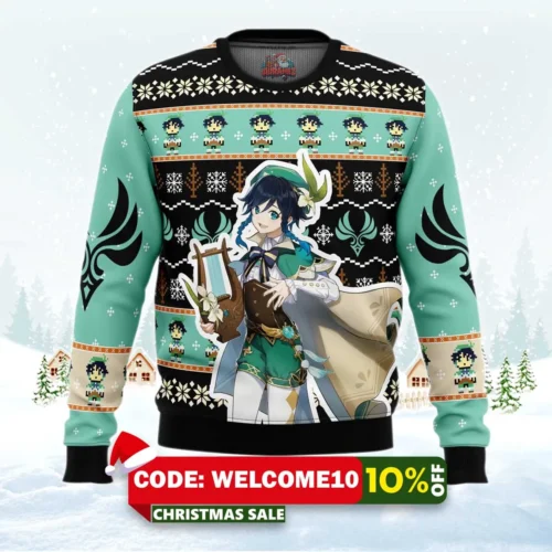 venti genshin impact ugly christmas sweater 1