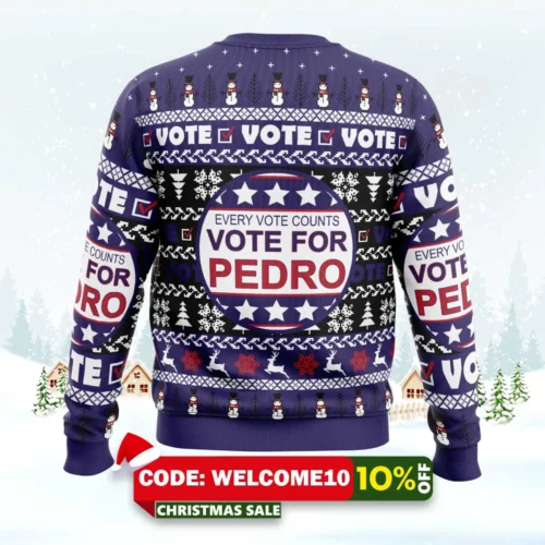 vote for pedro napoleon dynamite ugly christmas sweater 2