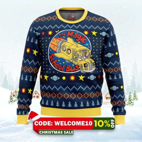 wahoo the magic school bus ugly christmas sweater 1