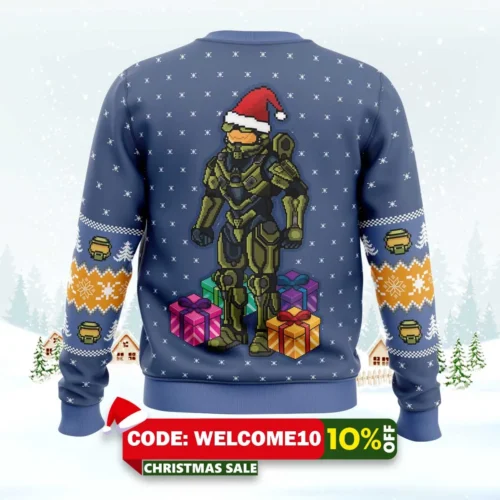 wake me when you need presents halo ugly christmas sweater 2