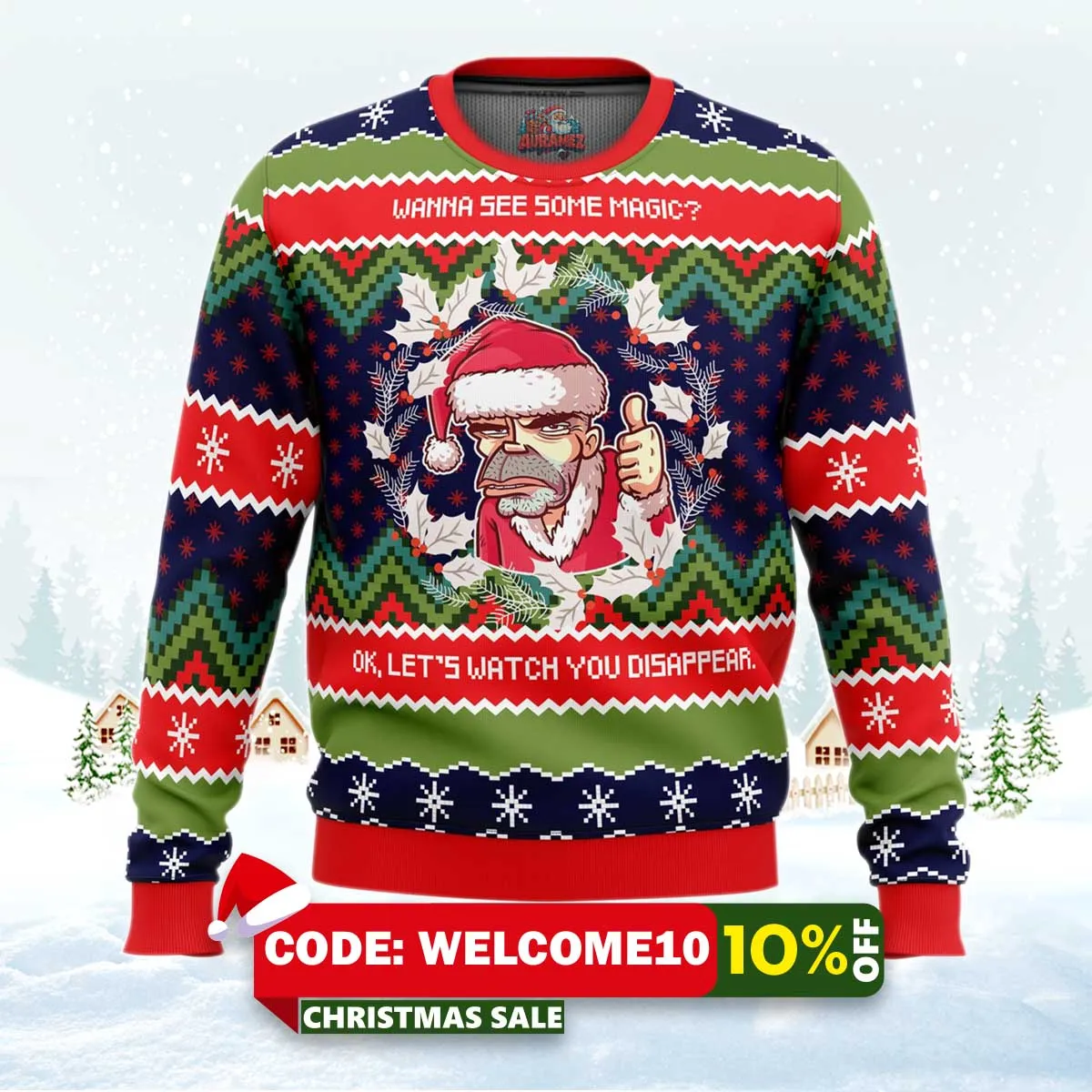 wanna see some magic bad santa ugly christmas sweater 1 wanna see some magic bad santa ugly christmas sweater 1
