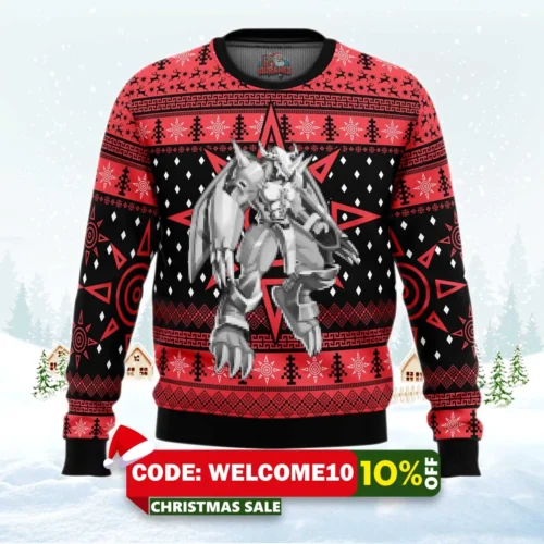 wargreymon digimon ugly christmas sweater 1