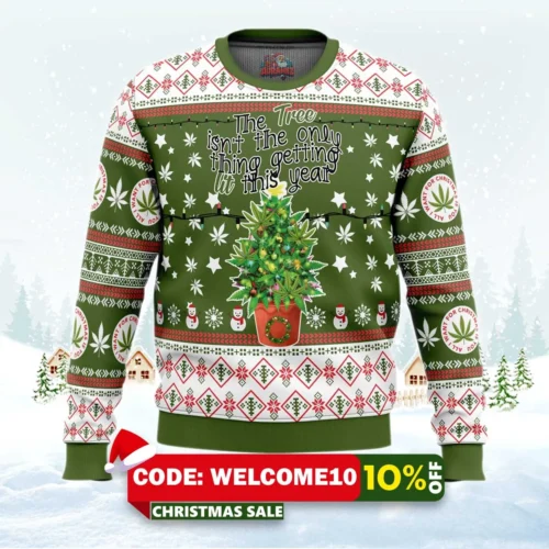 weed lit this year ugly christmas sweater 1