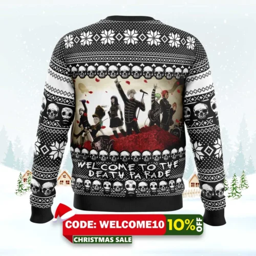 welcome to the death parade ugly christmas sweater 2