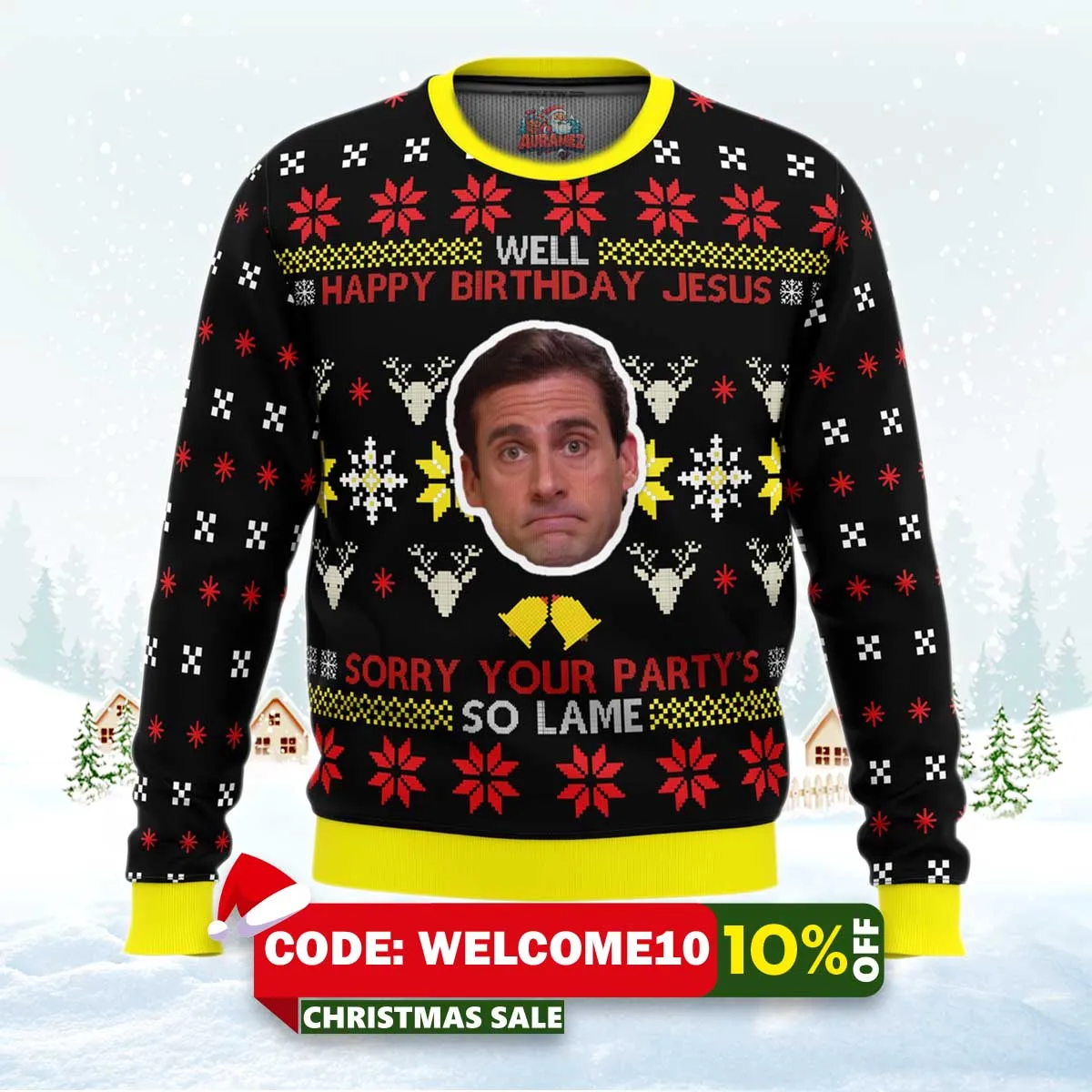 well happy birthday jesus the office ugly christmas sweater 1 well happy birthday jesus the office ugly christmas sweater 1