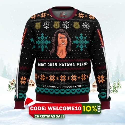 what does katana mean samurai cop ugly christmas sweater 1