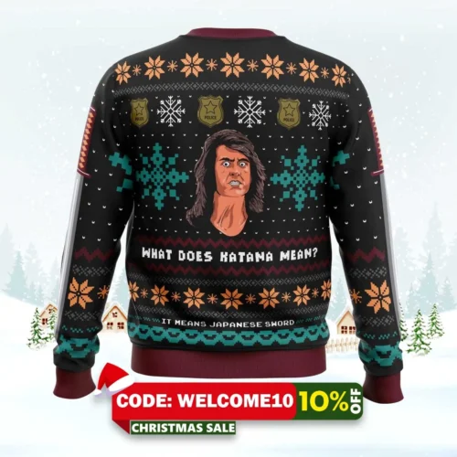 what does katana mean samurai cop ugly christmas sweater 2