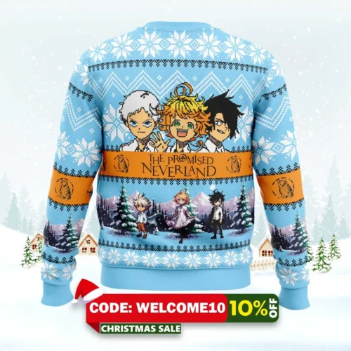 White Christmas The Promised Neverland Ugly Christmas Sweater 1 white christmas the promised neverland ugly christmas sweater 2