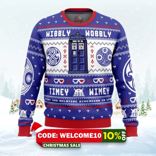 wibbly wobbly doctor who ugly christmas sweater 1