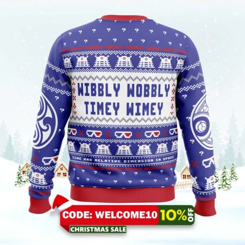 wibbly wobbly doctor who ugly christmas sweater 2
