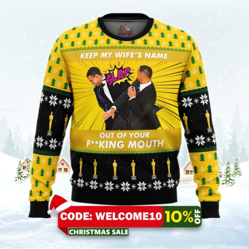 will smith slaps chris rock meme ugly christmas sweater 1
