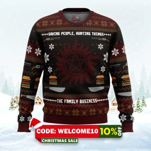 winchester christmas supernatural ugly christmas sweater 1