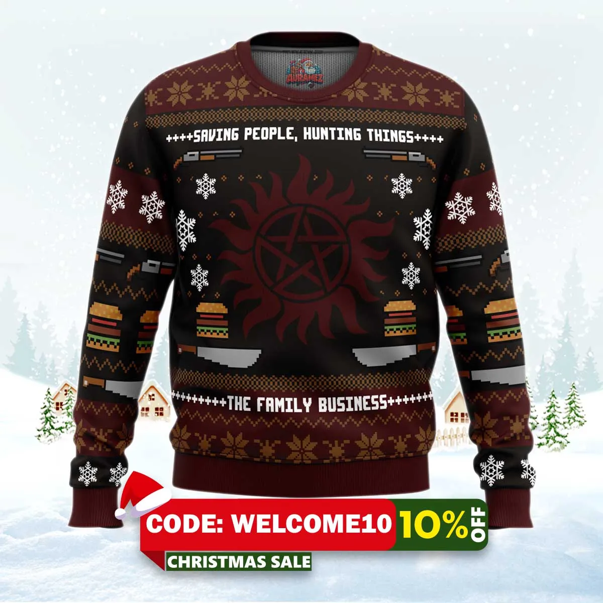 winchester christmas supernatural ugly christmas sweater 1 winchester christmas supernatural ugly christmas sweater 1