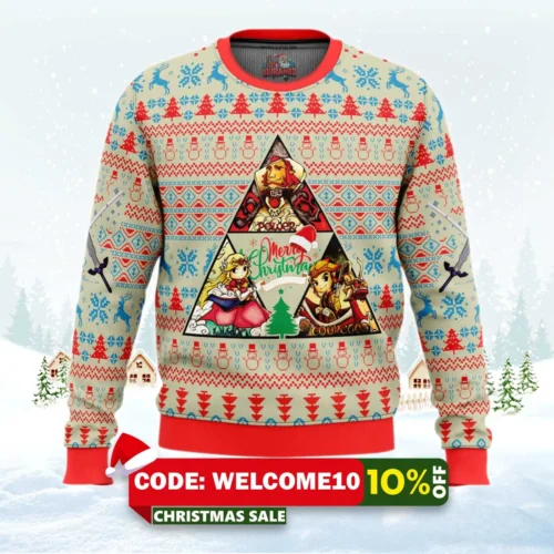 wind waker triangle legend of zelda ugly christmas sweater 1