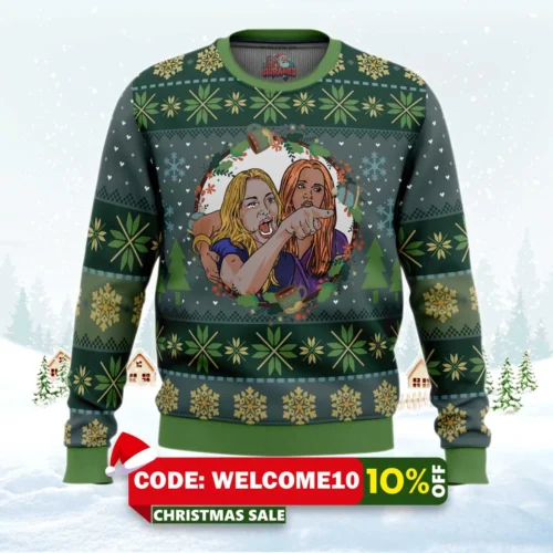woman yelling at cat parody ugly christmas sweater 1