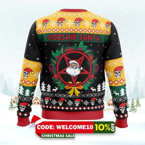 worship santa ugly christmas sweater 2