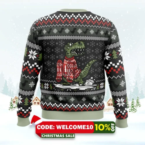 wrong size dinosaurs ugly christmas sweater 2