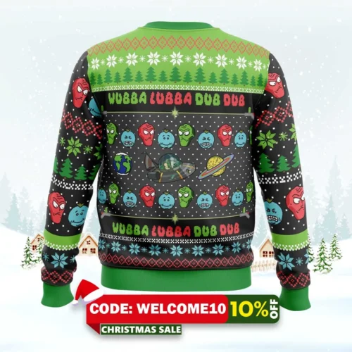 Wubba Lubba Rick And Morty Ugly Christmas Sweater 1 wubba lubba rick and morty ugly christmas sweater 2