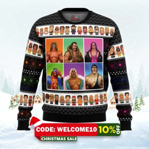 wwf wrestling legends ugly christmas sweater 1