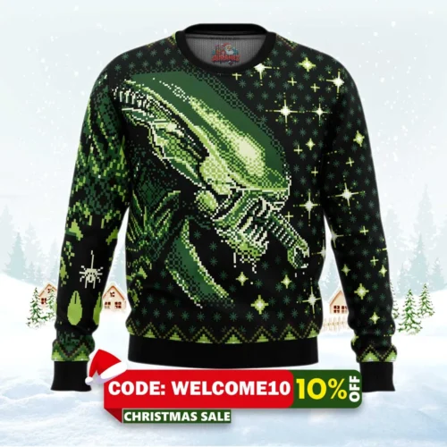 xenomorph alien ugly christmas sweater 1