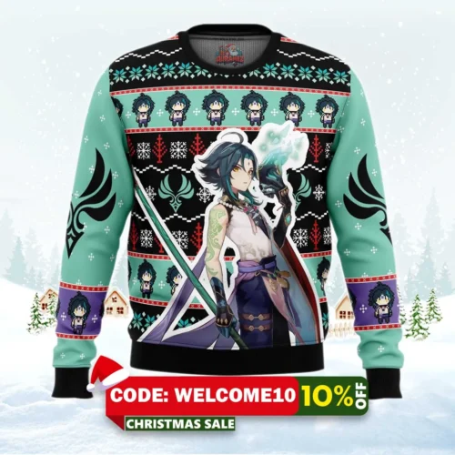 xiao genshin impact ugly christmas sweater 1