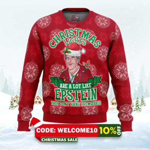xmas lights are like epstein ugly christmas sweater 1