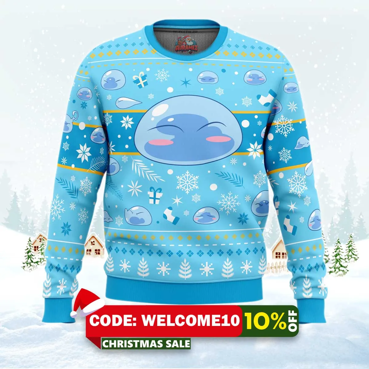 xmas slime that time i got reincarnated as a slime ugly christmas sweater 1 xmas slime that time i got reincarnated as a slime ugly christmas sweater 1